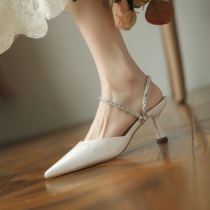 Fashion womens thin high heels mule slider Pointed toe bow shoes womens casual slider womens pump 240713