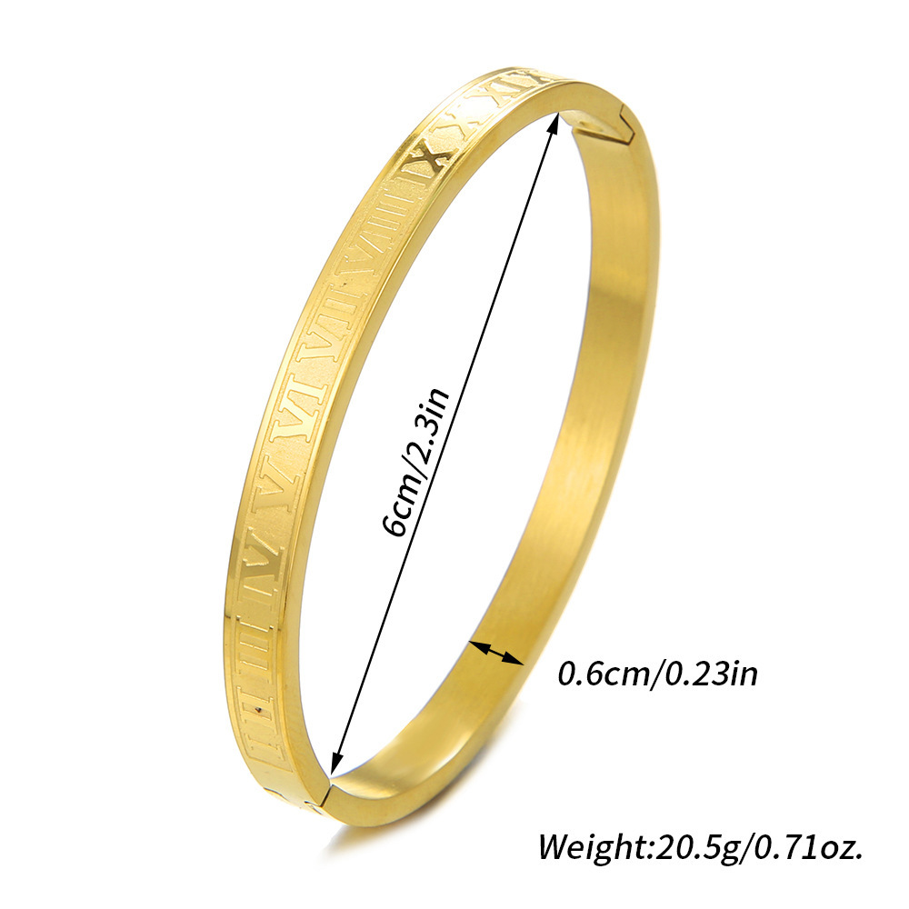 Classical Titanium Steel Roman Numerals Bangle Bracelet Alphanumeric Snap Open Bracelet 6mm Lovers Couple Bracelet Fashion Valentine's Day Weddin
