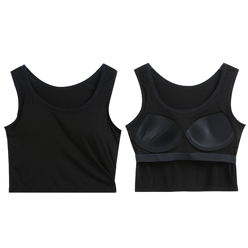 Designer summer camisole skirt thin design with long sock pads outer short top lingerie bra wide shoulder straps vst style single