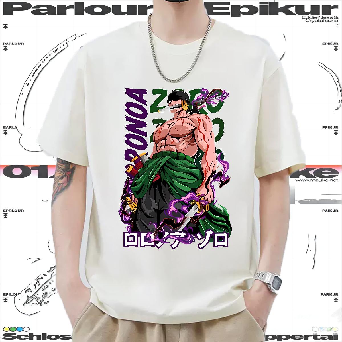 2024 New Mens T Shirts DIY Anime Daily Outfit Men Clothes T-Shirt Crew Neck Cotton Loose
