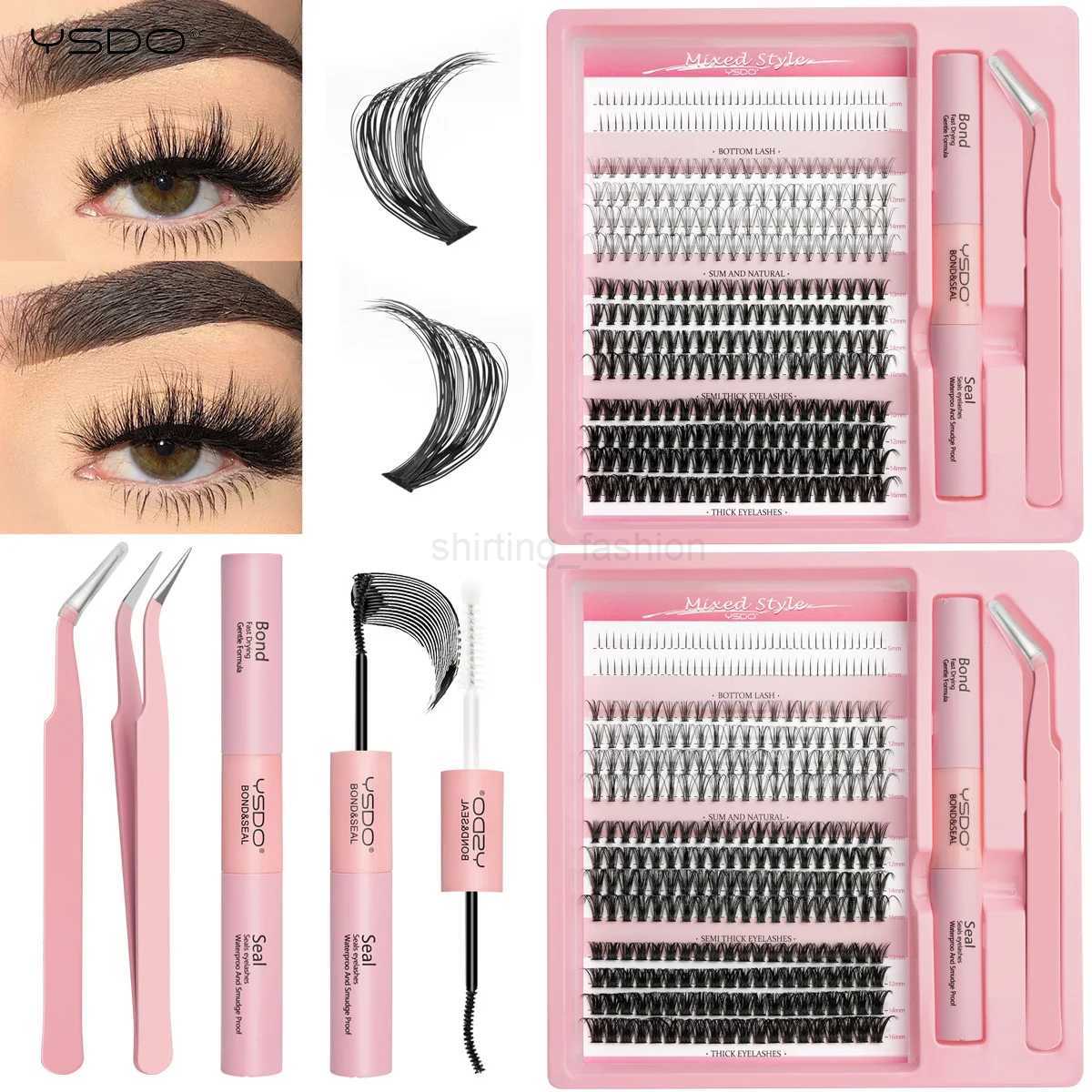10/12 Rows DIY Eyelash Extension Kit Individual Lashes Bond and Seal False Eyelash Glue Remover Applicator and Tweezers MakeupCL240713