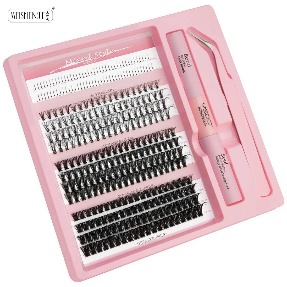 DIY Lashes Kit Clusters Fluffy Dramatic Thick Volume Eyelashes Natural Lashes Bond And Seal Fake Lashes Individual Lashes KitCL240713