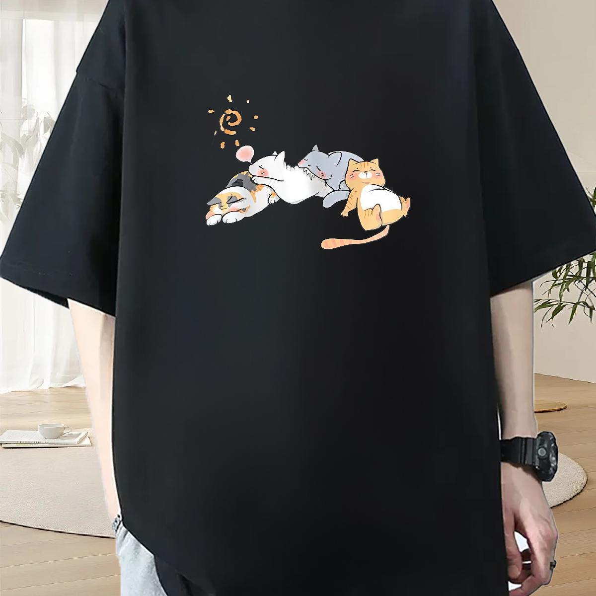 Fashion New Man T Shirts Cartoon Print Spring Summer Men Tops Tees Cotton Breathable Soft Designer