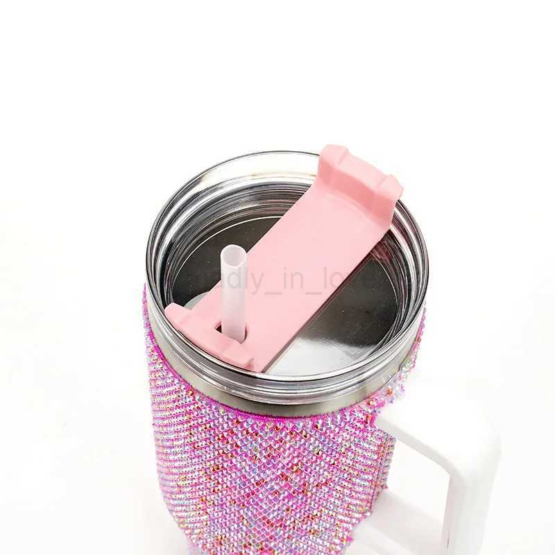 40oz Diamond Tumbler Water Bottle Large Capacity Shiny Rhinestone Vacuum Cup Outdoor Travel Car Thermoses Coffee Mug DrinkwareM240713