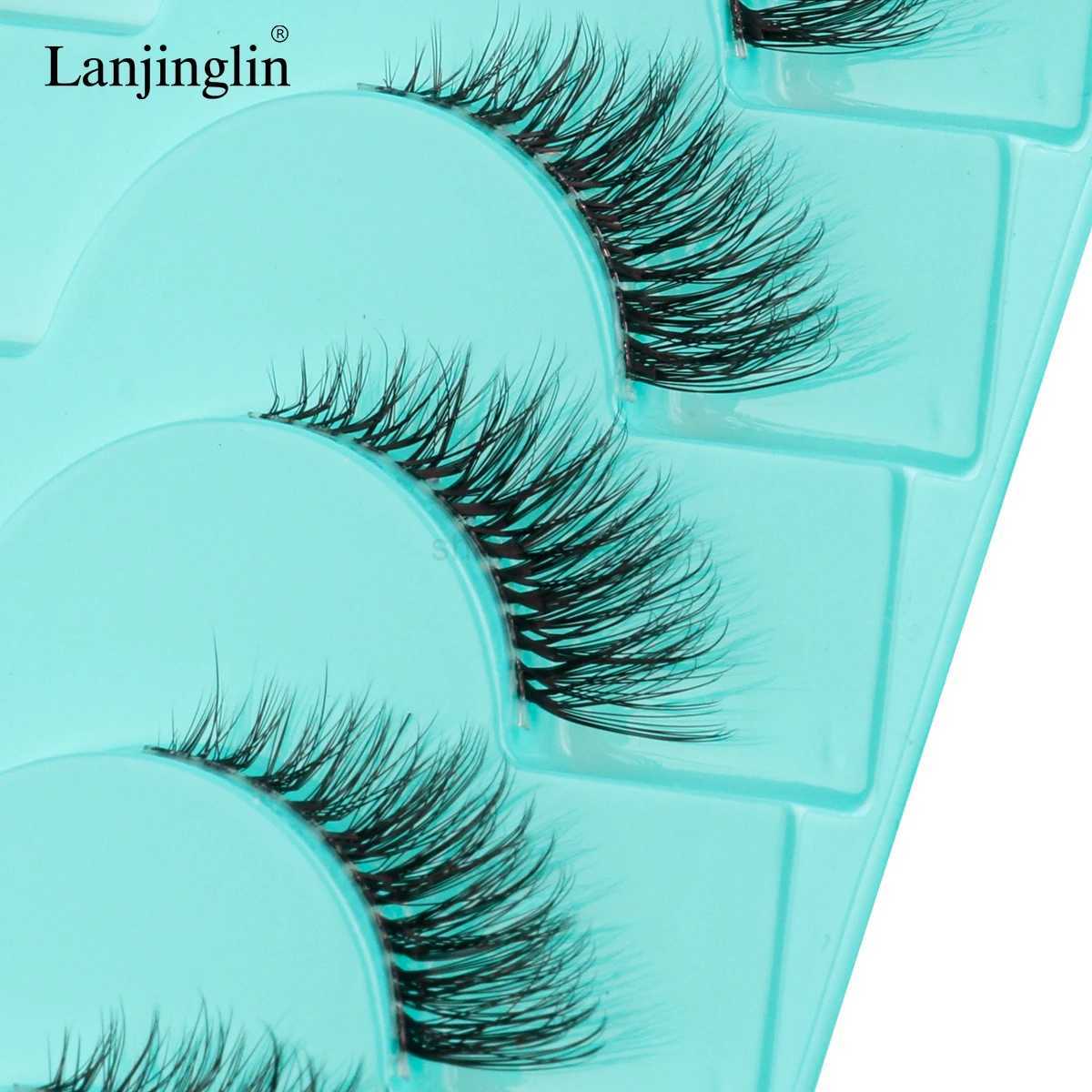 Half Lashes 3/5/10Pairs Natural Short Cat False Eyelashes Hand made Reusable Fluffy Fake Eyelash Makeup Tool Faux Cils CliosCL240713