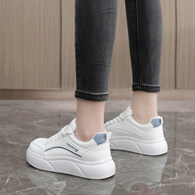 Ddmysports White Women S Thick Soled Versatile Sports Board Shoes Cm Height Increase Simple And Comfortable Paired With Skirts For Casual Running OUTD