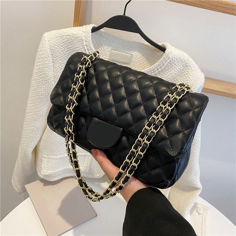 Bolso de diseno bags designer women bag grey black sheepskin leather caviar solid hasp clutch crossbody bag checked thread purses bags for women te044 C4