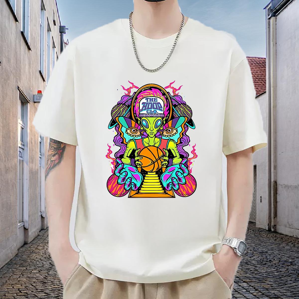 New Arrival T shirt DIY Logo Anime Printing Street Men Tops Tees Breathable Crew Neck Cotton Loose Fit