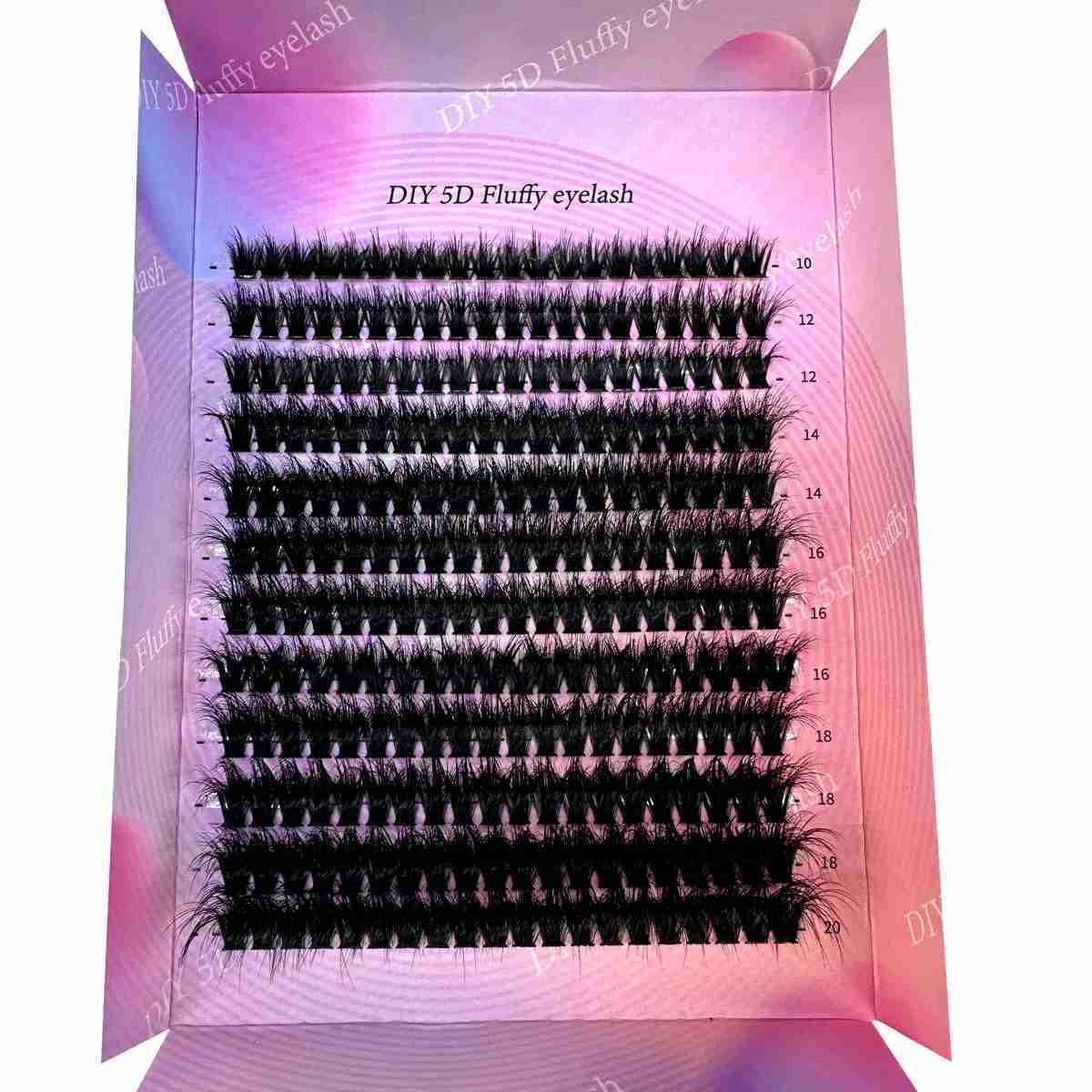 DIY5D Fluffy Lash Clusters 100D Thick Eyelash Clusters CC Curl Wispy Individual Lashes 10-20mm Cluster EyelashExtensions 240pcsCL240713