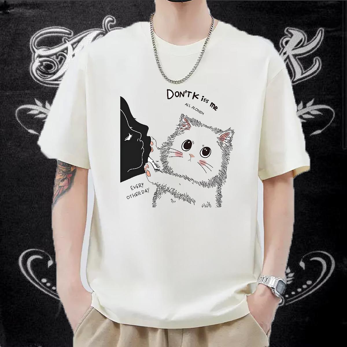 Stylist T Shirt For Man Asian Size High Street Hip Hop Men Tees Cotton Breathable Soft Cool