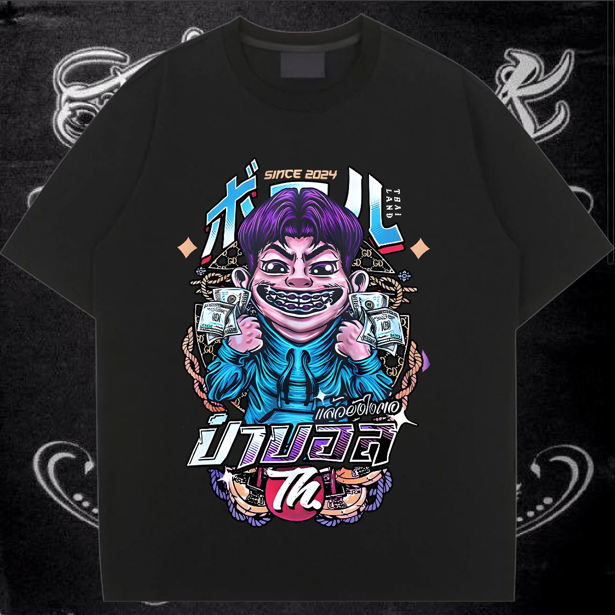 Wholesale Woman T Shirts Cotton O Neck Short Sleeves Tops Hip Hop DIY Couples T Shirts Anime