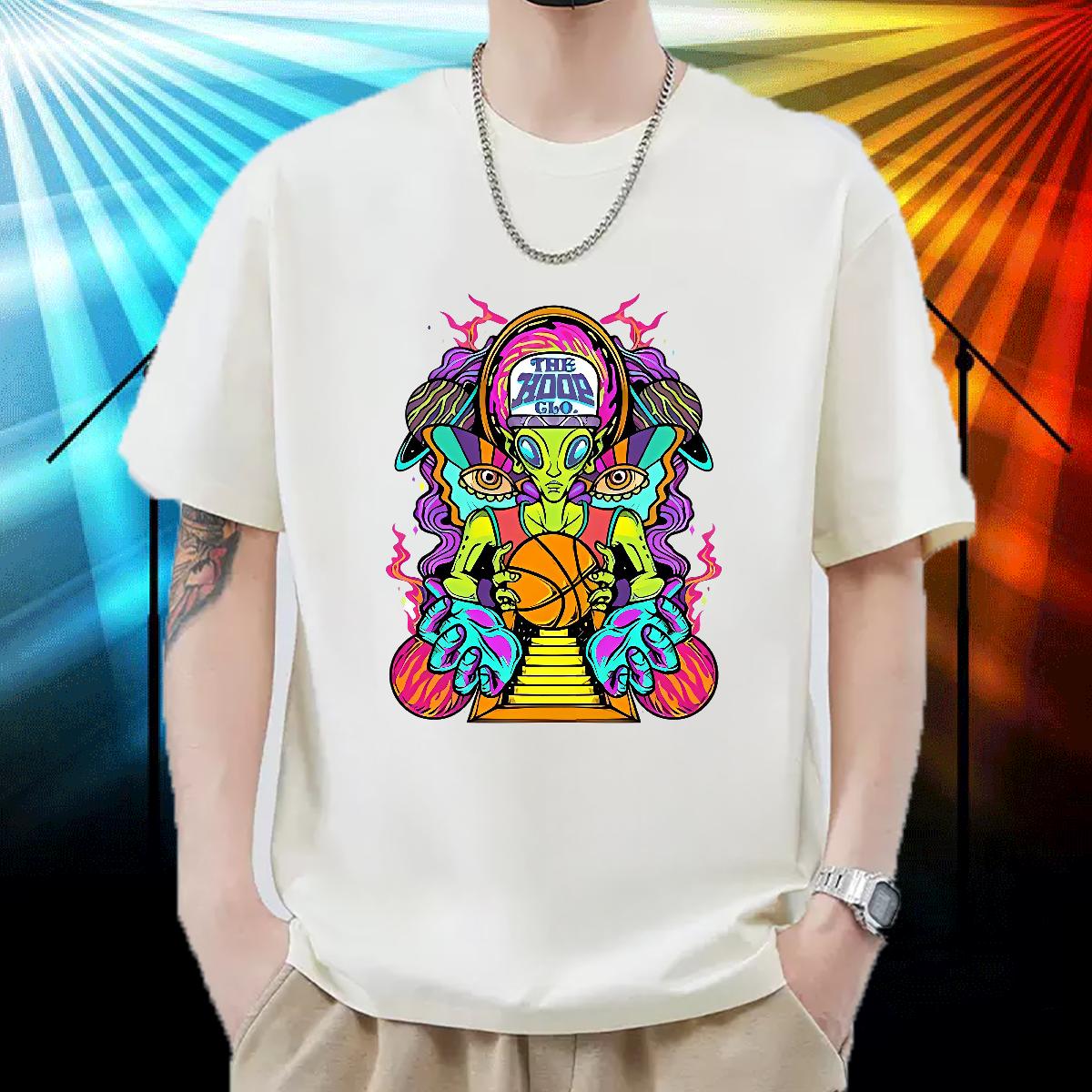 Classic Casual Mens T Shirts Anime Daily Wear Men Tops Tees Breathable Crew Neck Cotton Popular