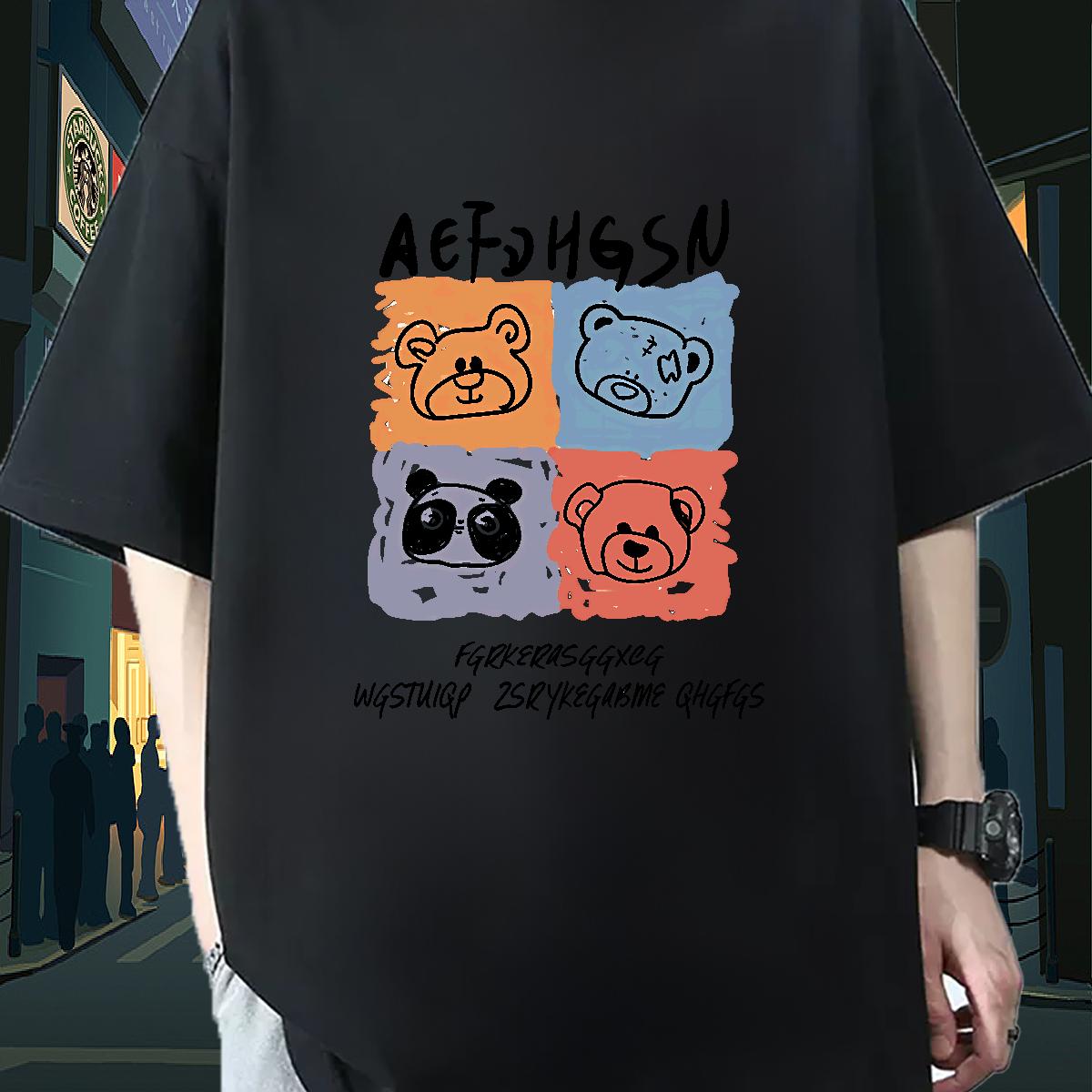 Cool Design Mens Tshirts Round Neck Short Sleeve Street wear Hip Hop T shirt Anime Print Customized Tops Tees