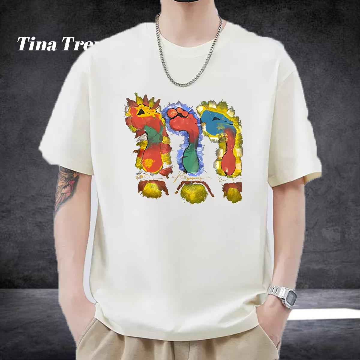 2024 Summer Men T Shirts Black Oversized Beach Men Clothes T-Shirt Breathable Short Sleeve Cool Design