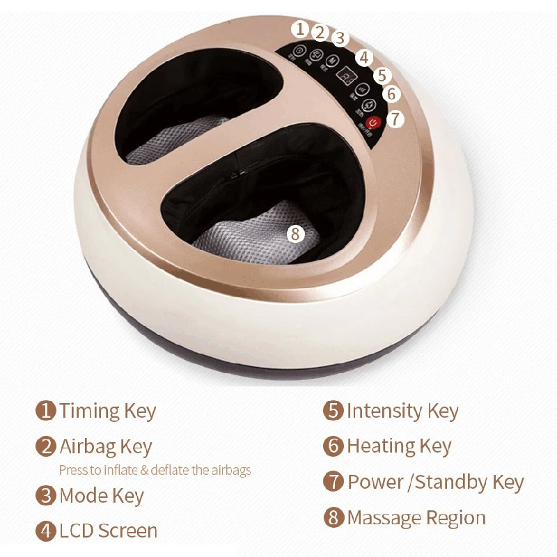 Electric finger pressure foot massager for care heating deep kneading vibration air compression massage treatment stress resistance 240713