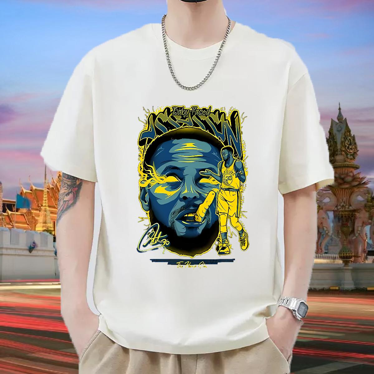 Wholesale T-Shirts Cartoon Printing S-3XL Street Wear Men Clothes T-Shirt Breathable Short Sleeve Popular