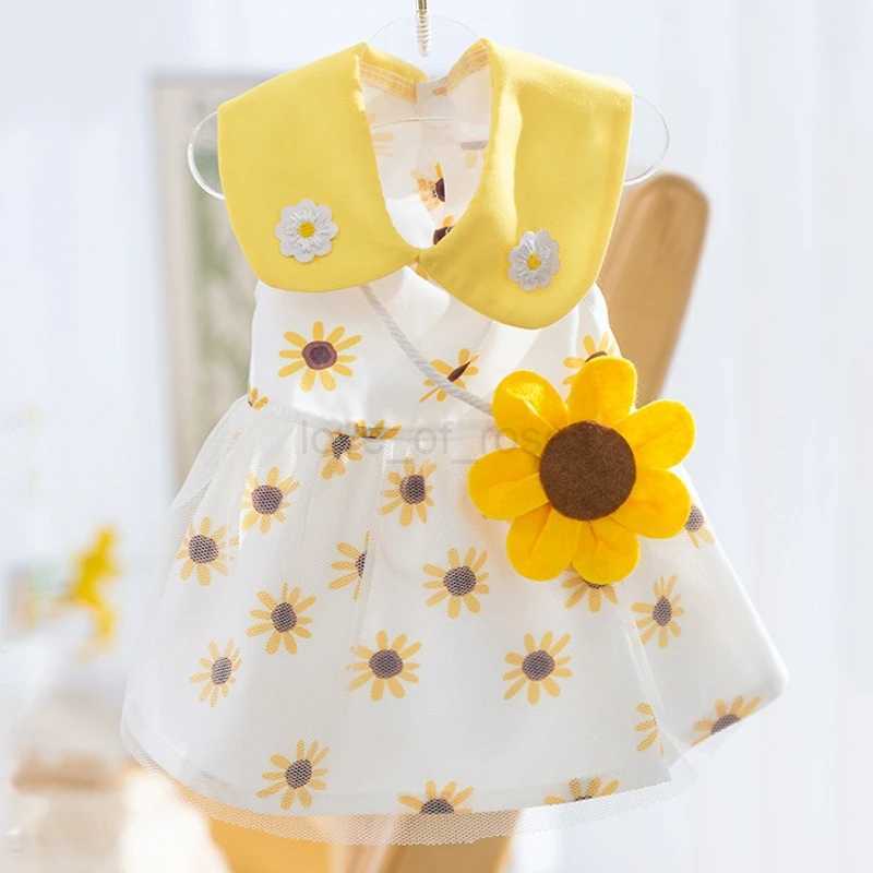 Dog Clothes Summer Luxury Dog Skirt Dog Sunflower Dress Pet Dog Apparel Bow Lace Dresses Chihuahua Bichon Kitten Puppy ClothingM240713