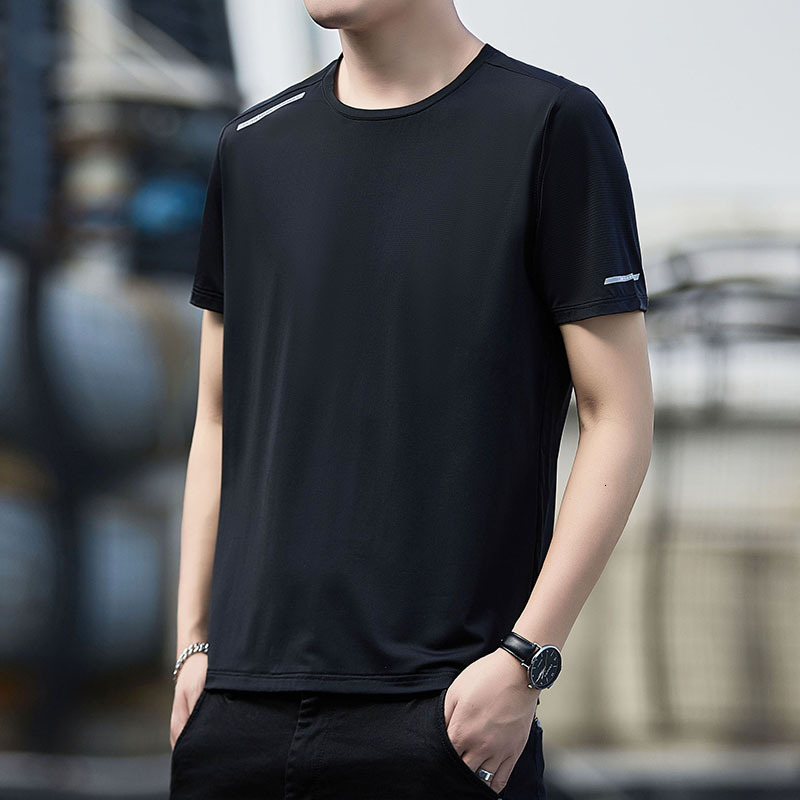 Lighing delivery new casual running sports short sleeved T-shirt ice silk fiess half sleeve men's quick drying round neck 2024 t blood