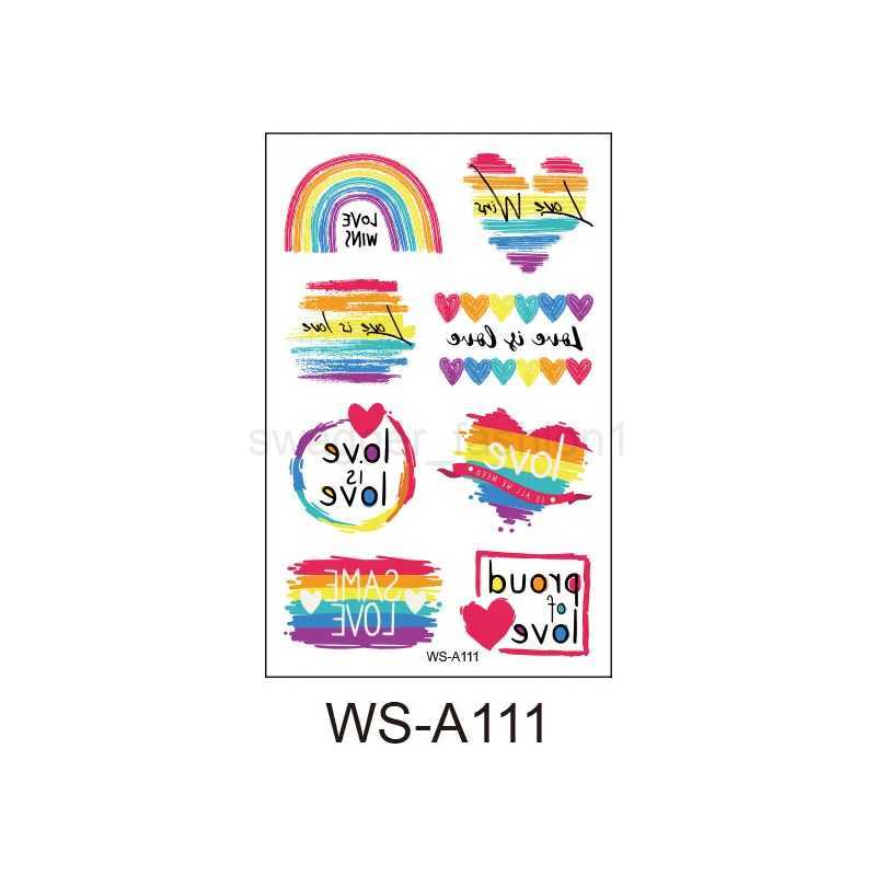 LGBT Rainbow Temporary Tattoo Colorful Stickers Waterproof Art Disposable Face Body Arm Tattoos for Women PartyB240713
