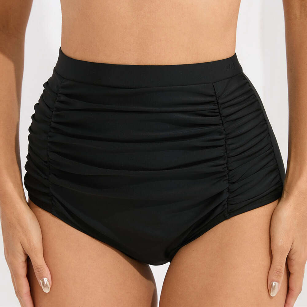 Tank Boy Short New Product Washable Retro New Pattern Solid 2023 New High Waist Elastic Folded Women's Conservative Swimming Pants Loose Waist Te
