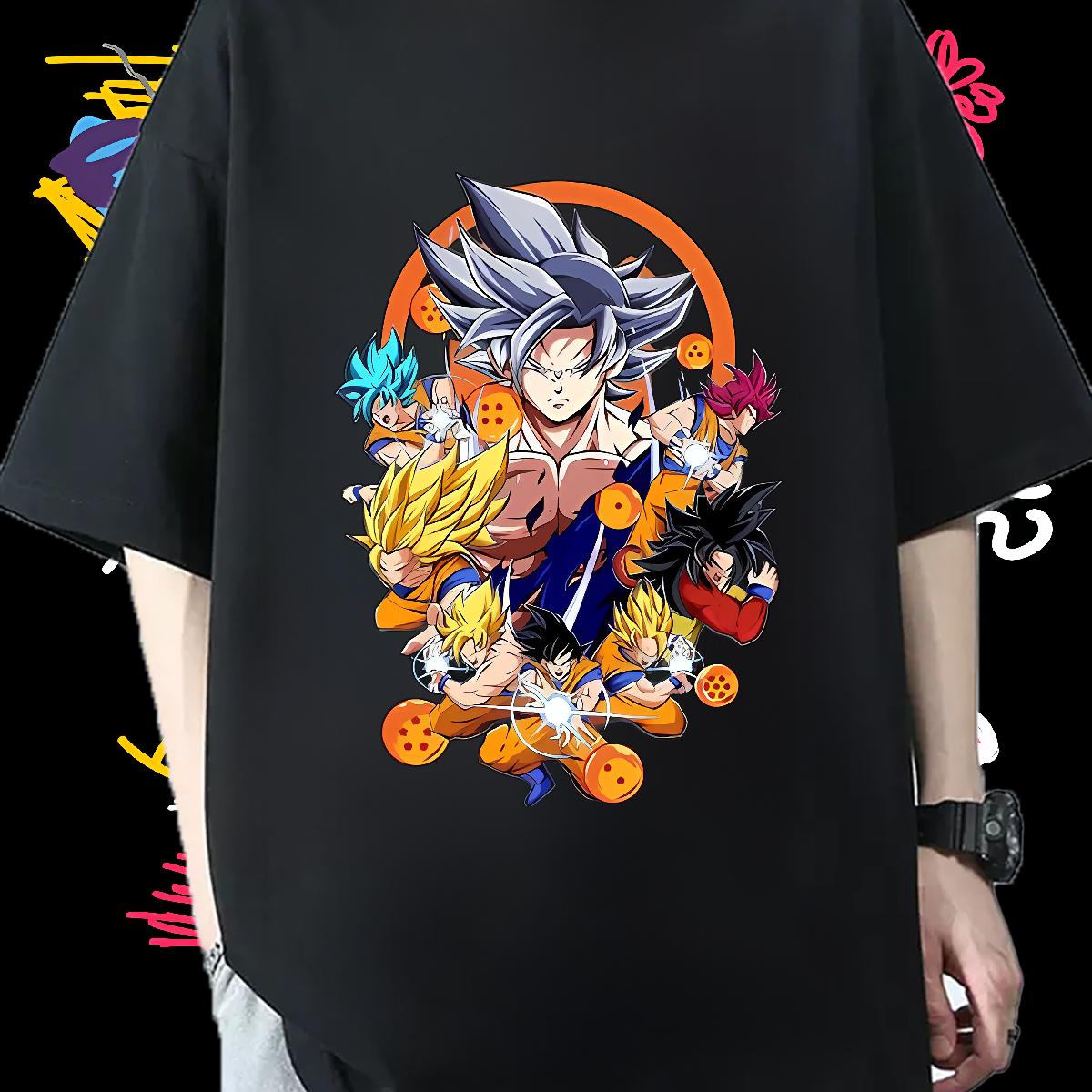 Factory Direct T-Shirts Anime Print Hip Hop Men Tshirts Crew Neck Cotton Breathable Cool