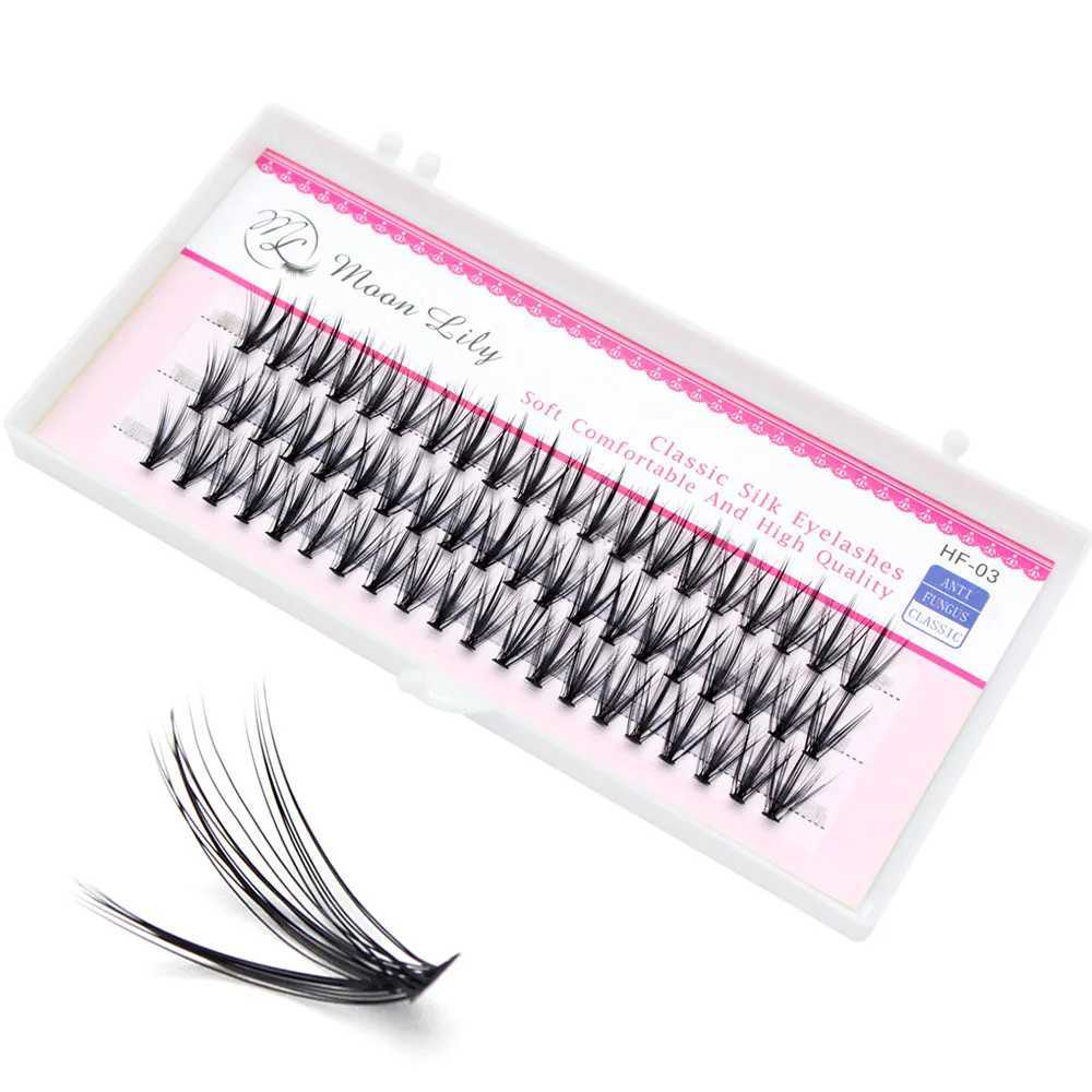Moonlily 60pcs Silk Makeup Individual Mink EyeLashes 3D Volume Grafting Fake False Black Cluster Eyelash Extensions Lash BuncheCL240713
