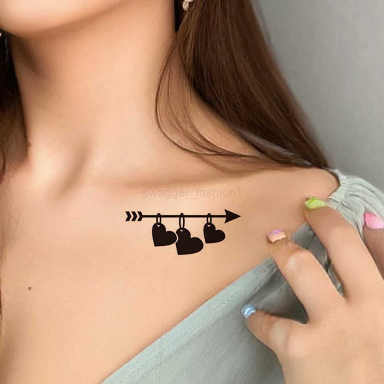 30pcs Waterproof Temporary Tattoo Sticker Black Small Pattern Feather Heart Bird Expression Body Art Arm Fake Tattoos Women MenB240713