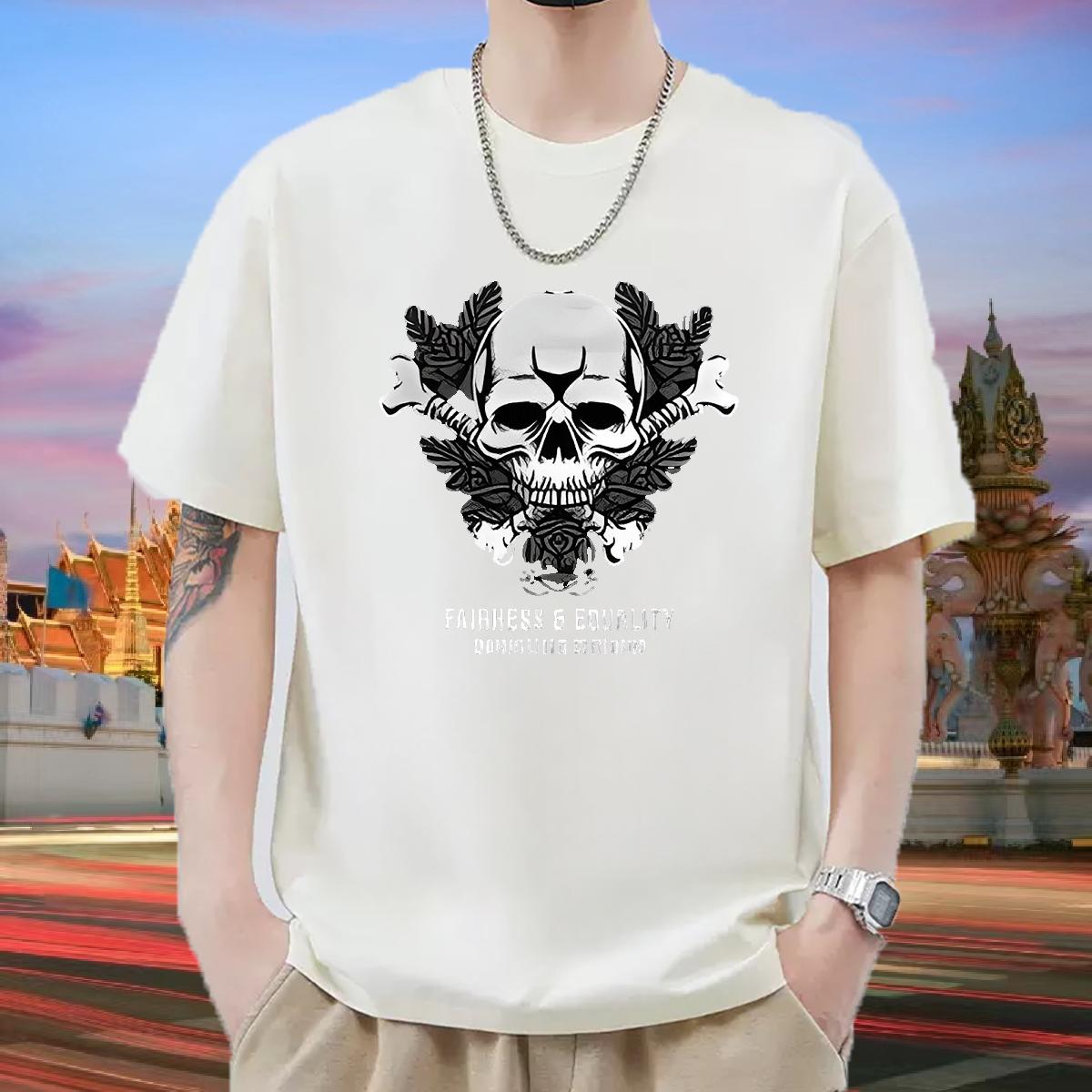 Popular Mens T Shirts Casual Daily Wear O-Neck Short Sleeve Cotton Couples T Shirts Fashion Design White Plus Size Tees Shirts