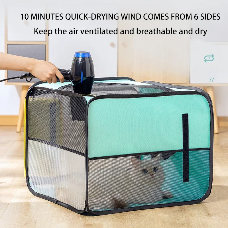 Pet Drying Box Blowing Hair Dryer Cat Cage Dogs Hair Dryer Blow Box Grooming House Bag Pet Dry Room Hands-Free Drying System