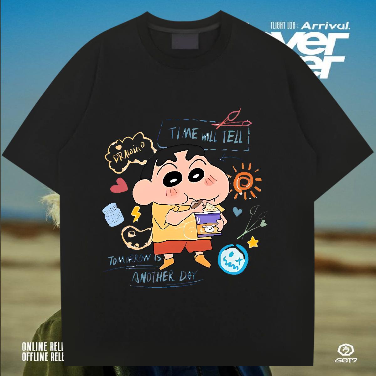 5A Men Tshirts Round Neck Short Sleeve Daily Outfit T-Shirts Anime Print DIY Top Tees