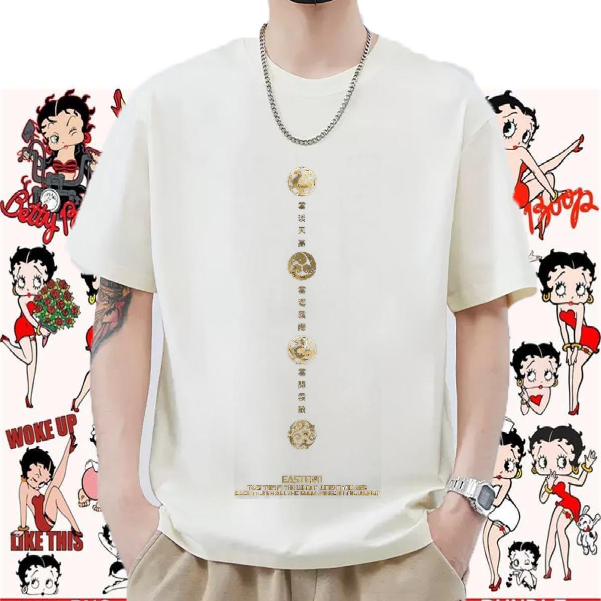 Loose Fit T shirt Outdoor Round Neck Short Sleeve Men Tees New Plus Size Cartoon Top Tees