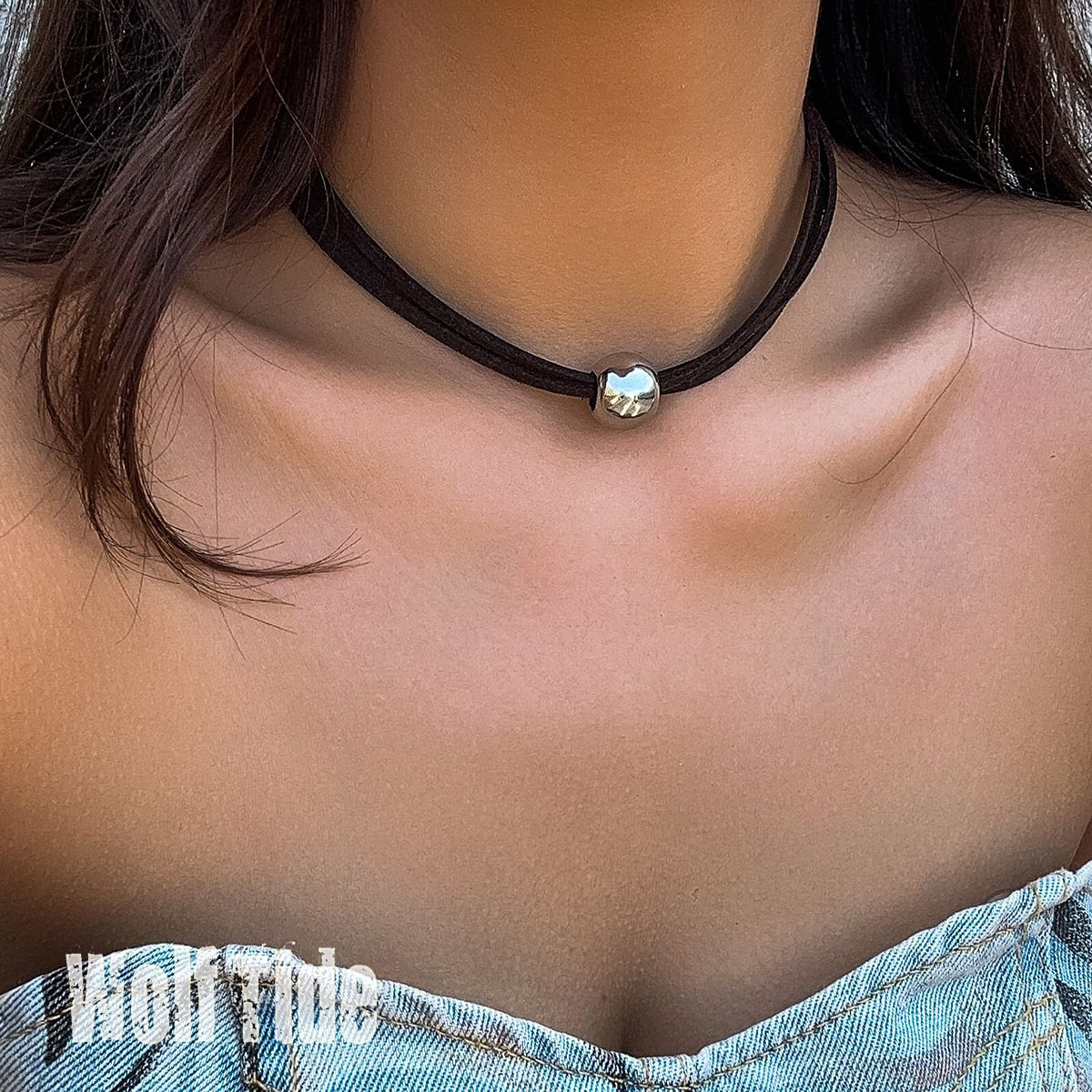Punk Black Leather Layered Choker Necklace Adjustable Fashion Collar Big Round Gold Color Beads Charm Beading Rock Grunge Wolf Tide Jewelry Gifts for 
