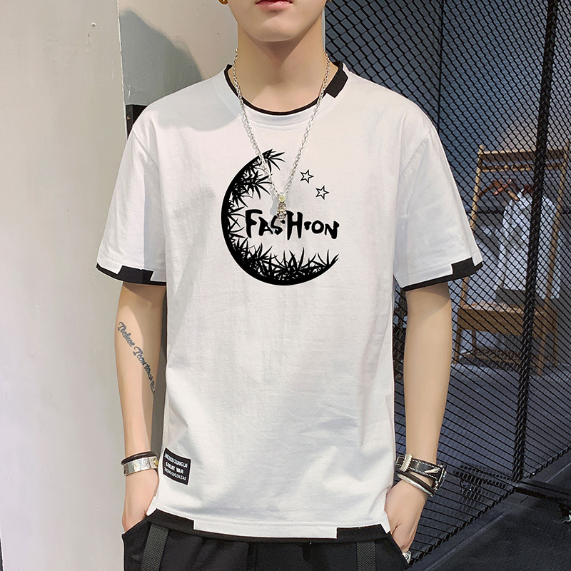 Yuncang Flash Hair 100% Cotton Men's Summer Loose Clothing Trendy Brand Student Round Neck Short Sleeve T-shirt