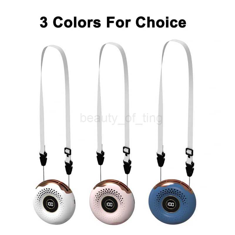 Fashion Portable Bladeless Donut Shape Hanging Neck Fan MINI USB Charging Mute Sports Handheld Neck Fan For Outdoor Sport TravelCL240712
