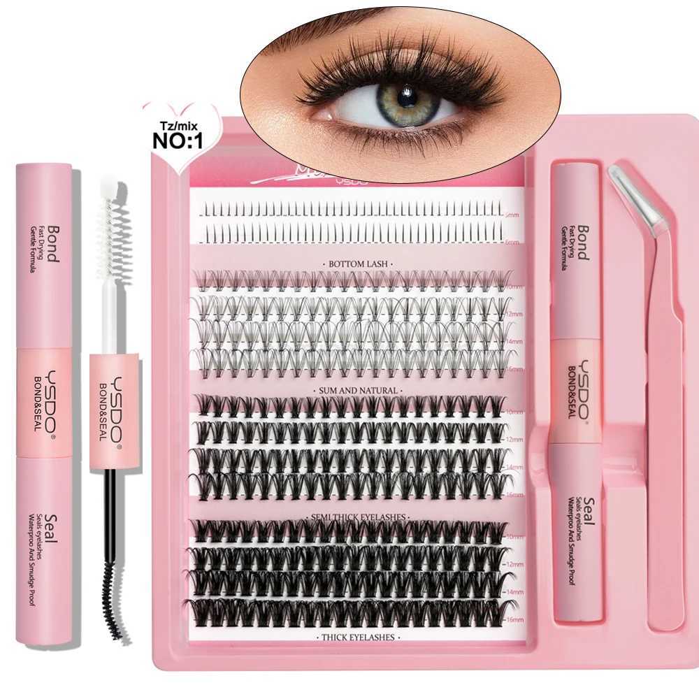 20D/40D/60D Clusters Individual Lashes 5-16 mm Grafting Eyelash Bond and Seal Makeup Set 14 Rows DIY Mixed False Eyelashes KitCL240713