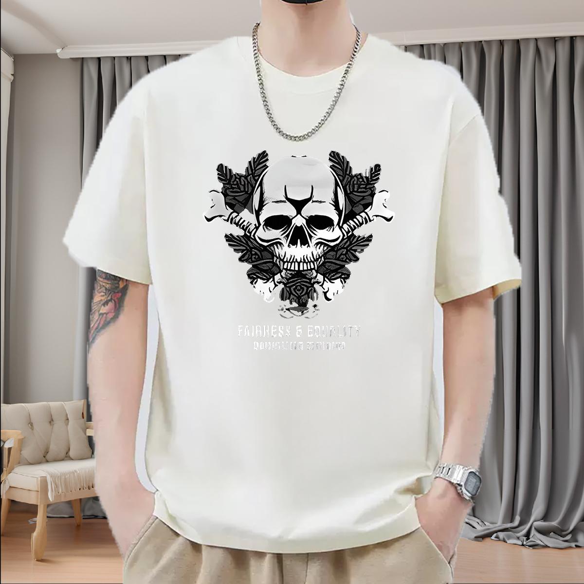 Classic Casual T Shirt For Man Asian Size Casual Beach Tshirts Round Neck Short Sleeve Popular