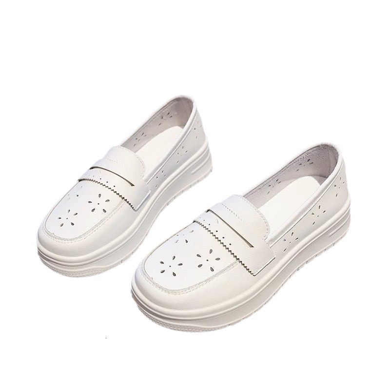 2024 Spring Summer Nurse for Women with Hollow Soft Bottom, Breathable and Anti slip New Hole Medical Single Shoes, White Shoes hurenlakeshoes