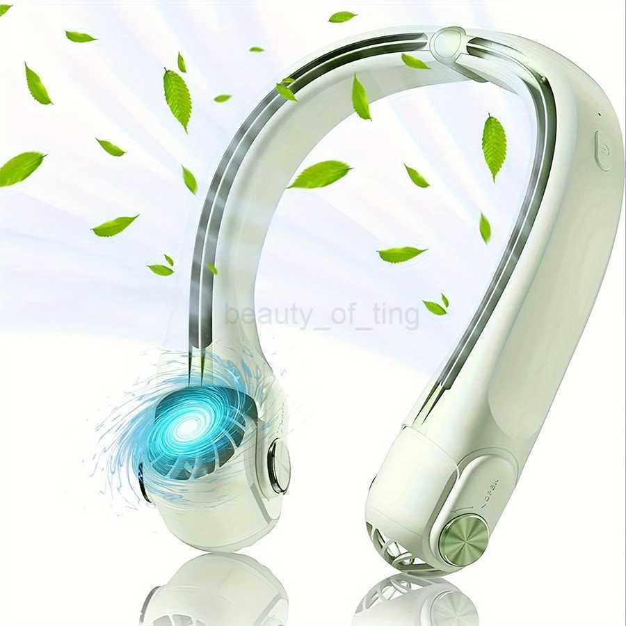 2024 New 360 Air Supply Hanging Neck Fan Portable Air Conditioner Bladeless Fan Rechargeable Air Cooler Tilting Strong WindCL240712