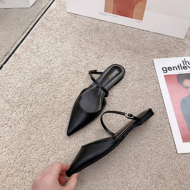 In one sentence with shoe box half slider womens outerwear womens flat mule slider 240713