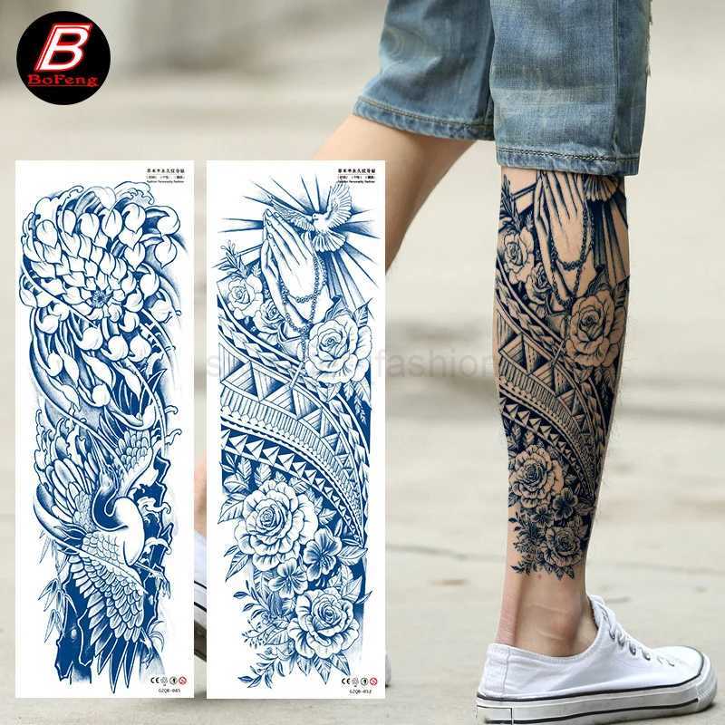 Large Full Arm Waterproof Temporary Tattoo Sticker Lasting Tattoo Sticker Tiger Wolf Body Art Personality Fake Tattoo Women MenB240713