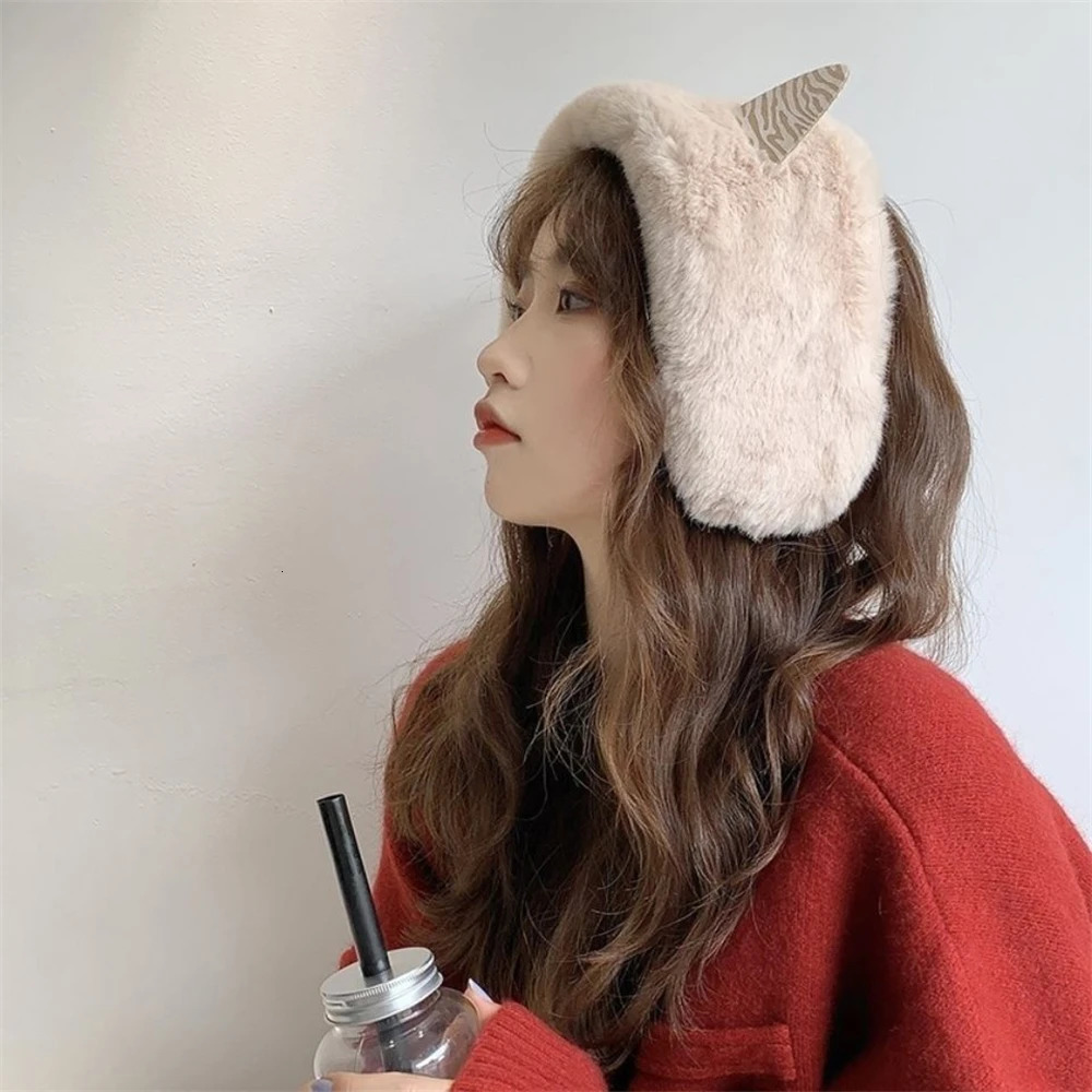 Cute Cat Bear Ears Earmuffs Korean Female Warmer Headband Winter Plush Earplugs Adults Kids Tie Fur headphone Orejeras De Invier 240712