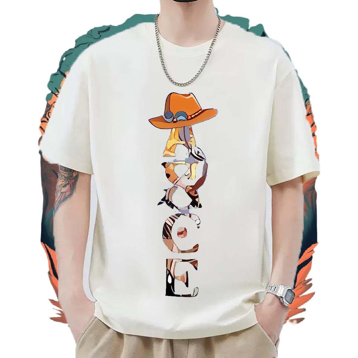 Fashion Man T Shirts Cartoon Print Casual Beach Couples T Shirts Cotton Breathable Loose Fit