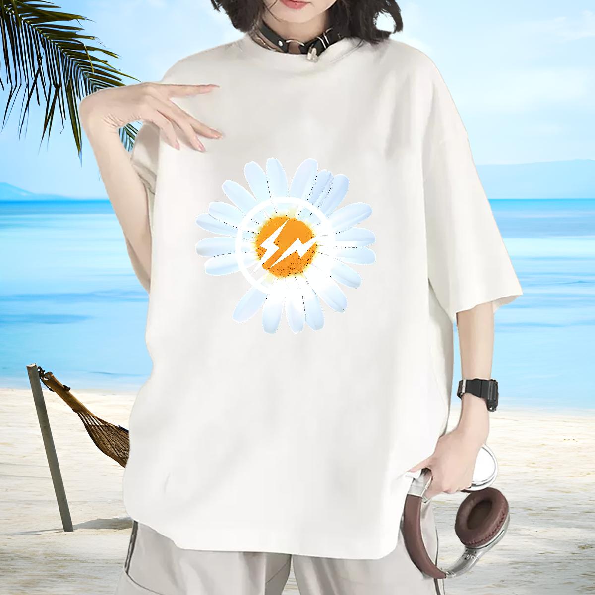 Loose fit Woman T Shirts Breathable Crew Neck Cotton Polos Street 2024 DIY Womens Tshirts Graphic