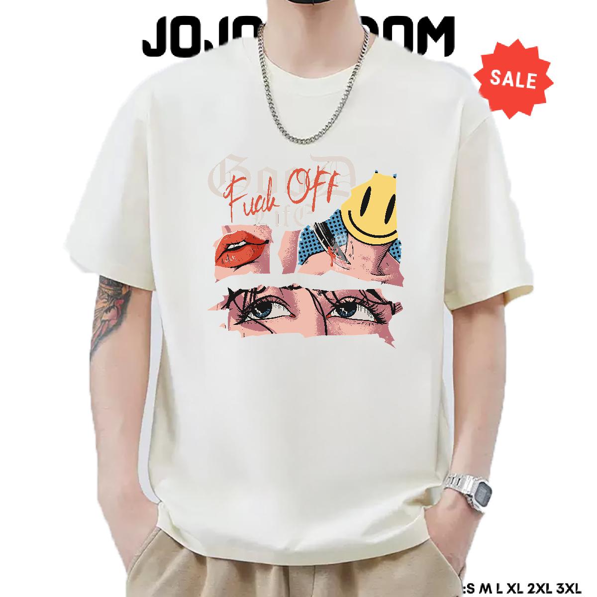 Soft T Shirt For Man Anime Printing Street Cotton Breathable Mens Tshirts Classic White Plus Size Wear