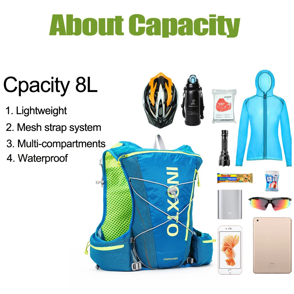 8L Running Hydration Vest Backpack Men Women Outdoor Sport Bags Trail Marathon Jogging Hiking option Water Bag Flask 240711