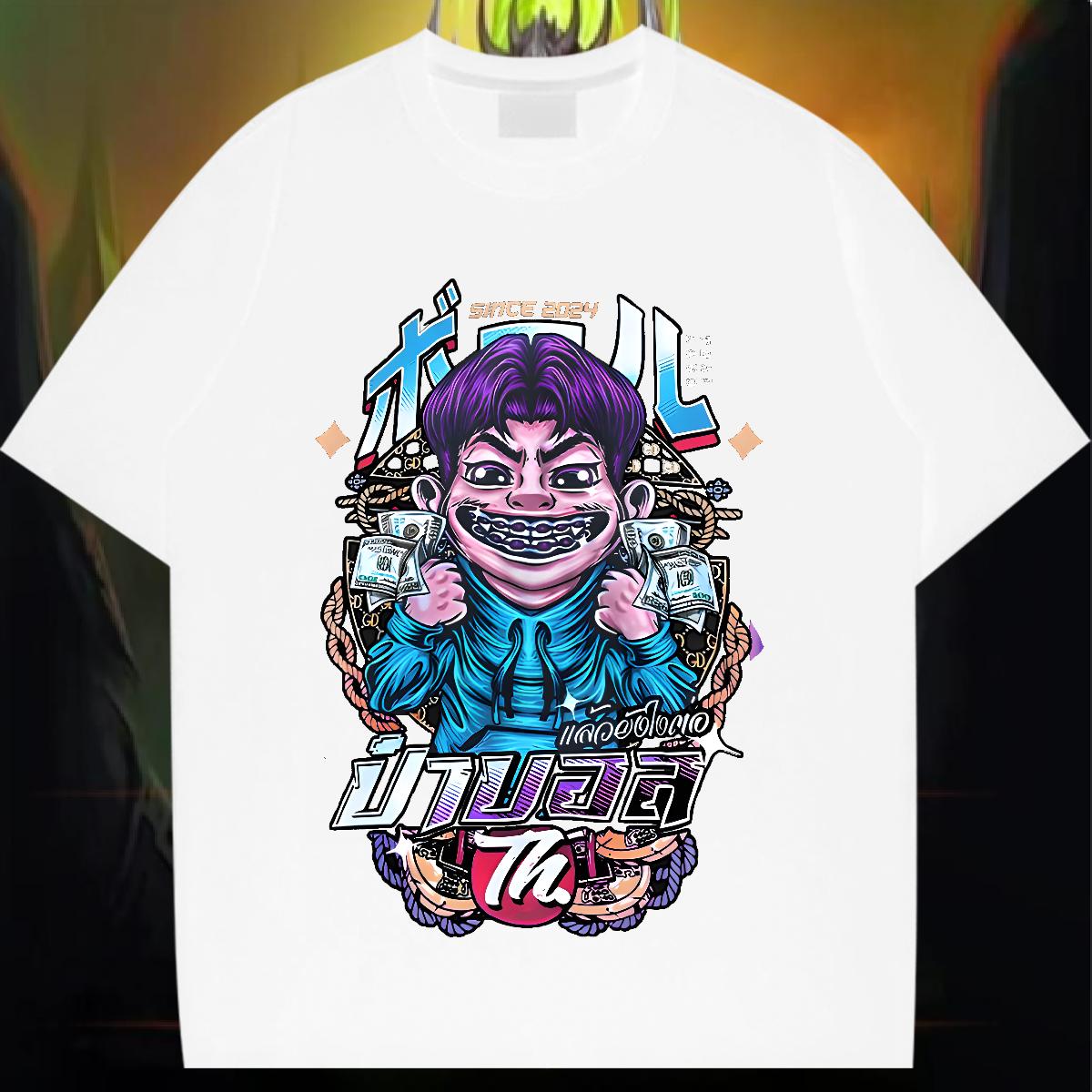 Loose fit T-Shirts for Women Short sleeve Cotton Soft Top Tees High Street Hip Hop 2024 Womens Tshirts Cartoon Printing S-3XL