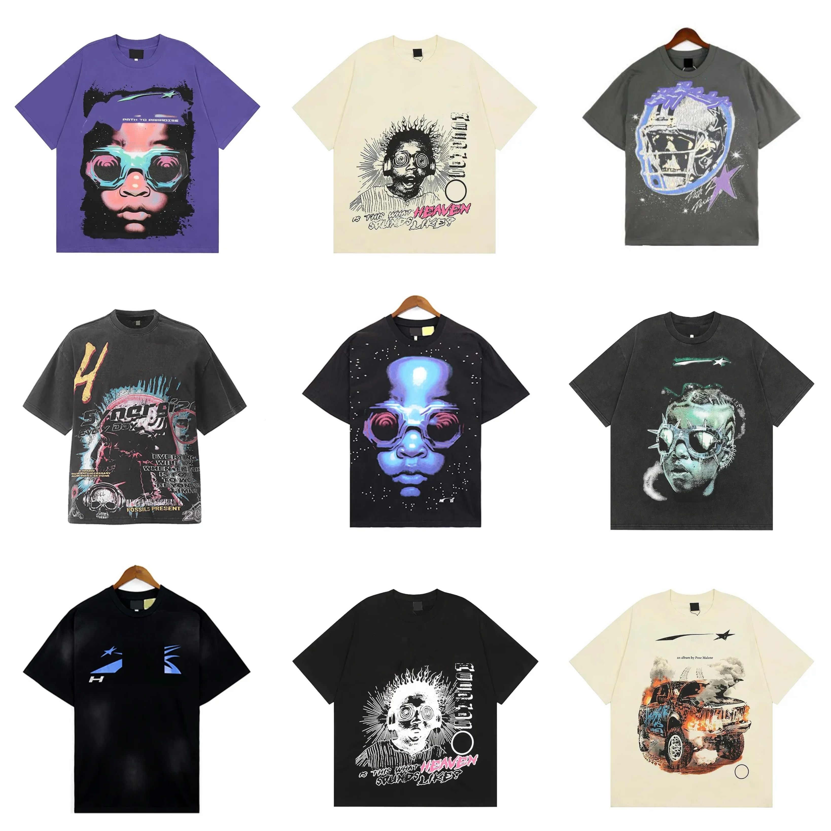 T-shirt pour hommes à manches à manches courte t-shirt rétro de motif classique à manches courtes pour femmes t-shirts à manches courtes Hip-Hop