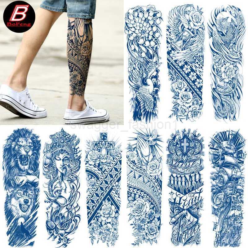 Large Full Arm Waterproof Temporary Tattoo Sticker Lasting Tattoo Sticker Tiger Wolf Body Art Personality Fake Tattoo Women MenB240713