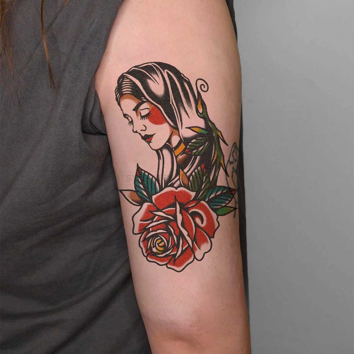 10pcs Old School Waterproof Temporary Tattoo Sticker Flower Animal Tattoos Women Body Art Arm Fake Tatoo Men AccessoriesB240713