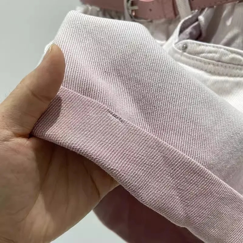 2024 Summer New Korean Sweetheart Gradient Color Spicy Girl Small Curled High Waist Denim Wide Leg Shorts for Women